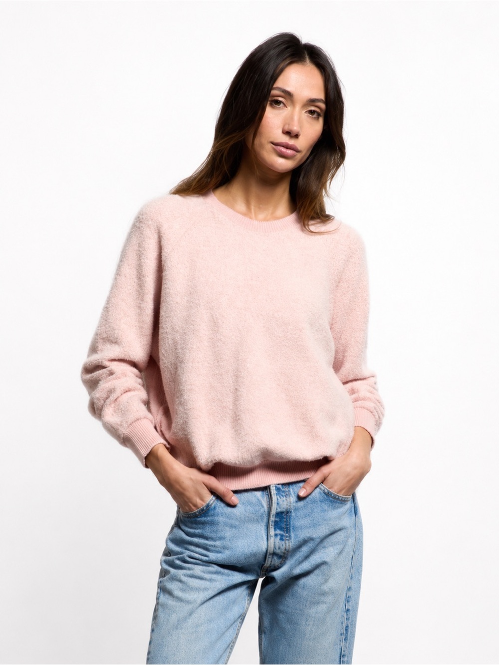 perfectwhitetee Ziggy Reverse Fleece 0944 Crewneck Sweatshirt dusty pink small